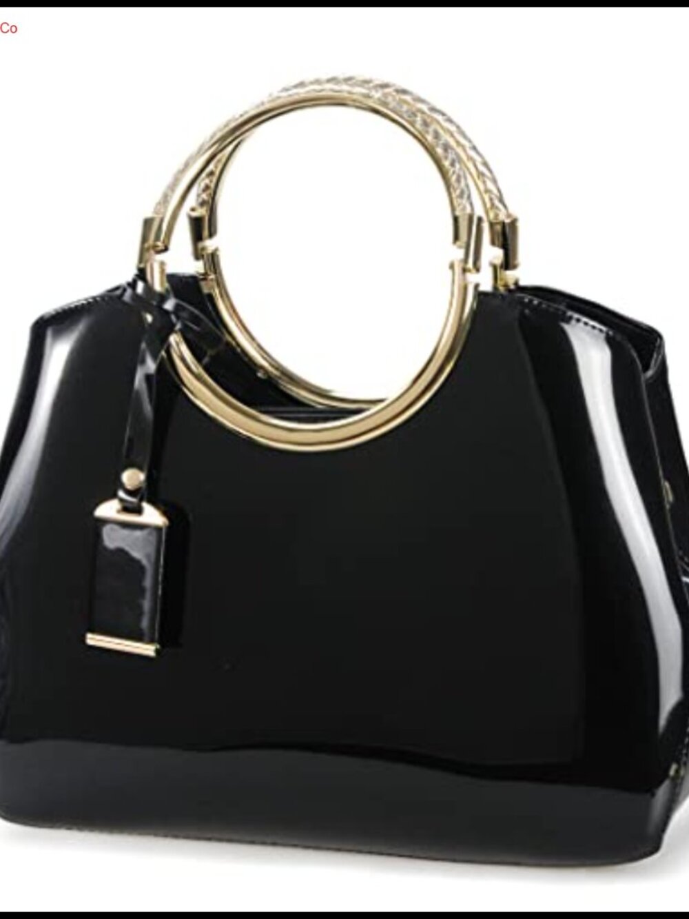 HOXIS Glossy PU Patent Leather Satchel Structured Shoulder Handbag